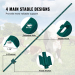 VEVOR 182.9 cm Fence Post 10 Pack Heavy Duty Metal Fence Posts Green