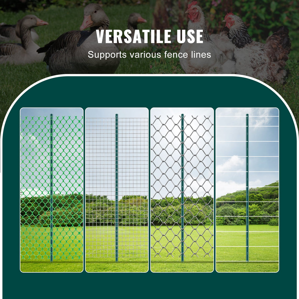 VEVOR 182.9 cm Fence Post 10 Pack Heavy Duty Metal Fence Posts Green