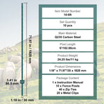 VEVOR 182.9 cm Fence Post 10 Pack Heavy Duty Metal Fence Posts Green