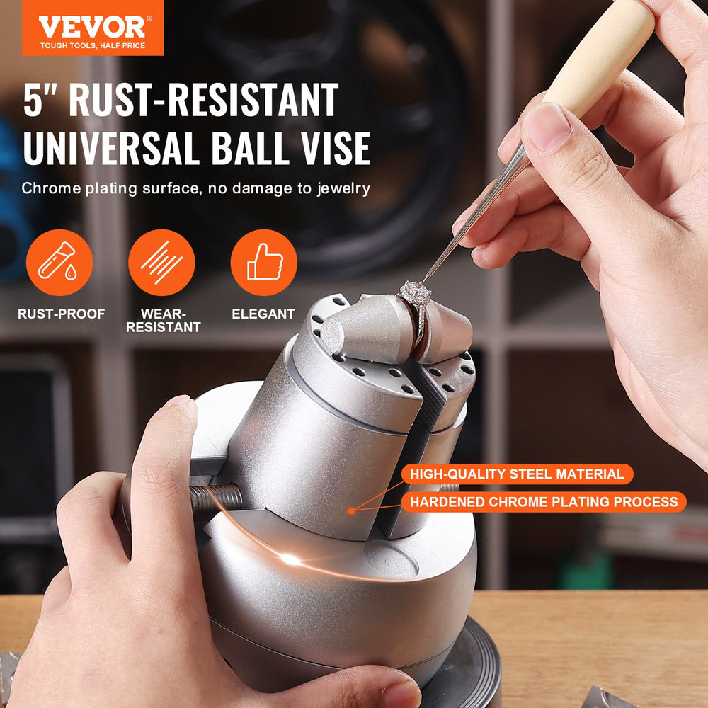 VEVOR Ball Vise, 13 cm Engraving Setting Tool, 360° Rotation Engraving Block Vise, 69 PCS Attachment Jewelry Engraving Block Tools Standard Block for Gemstone Inlay and Small-Scale Engraving