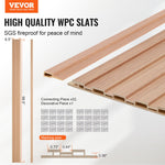 VEVOR Wood Slat Acoustic Panels, 8 PCS 96 x 6 inch, WPC Accent Wooden Wall Panels for Modern Interior Wall, Faux Wood Wall Board Panels for Stylish Decor and Noise Reduction, Ash Wood