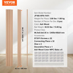 VEVOR Wood Slat Acoustic Panels, 8 PCS 96 x 6 inch, WPC Accent Wooden Wall Panels for Modern Interior Wall, Faux Wood Wall Board Panels for Stylish Decor and Noise Reduction, Ash Wood