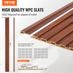 VEVOR Wood Slat Acoustic Panels, 8 PCS 96 x 6 inch, WPC Accent Wooden Wall Panels for Modern Interior Wall, Faux Wood Wall Board Panels for Stylish Decor and Noise Reduction, Black Walnut