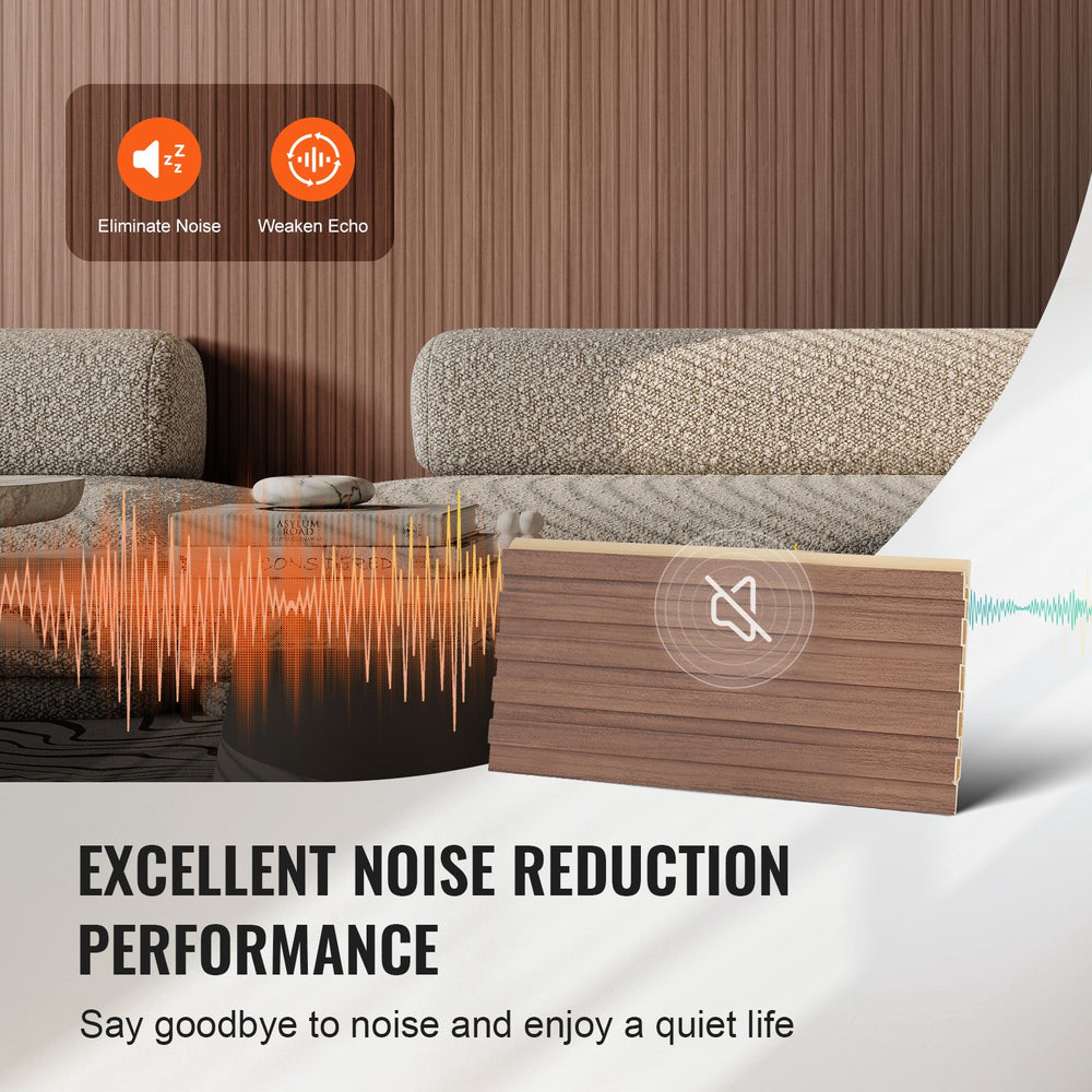 VEVOR Wood Slat Acoustic Panels, 8 PCS 96 x 6 inch, WPC Accent Wooden Wall Panels for Modern Interior Wall, Faux Wood Wall Board Panels for Stylish Decor and Noise Reduction, Grey Oak