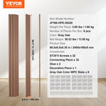 VEVOR Wood Slat Acoustic Panels, 8 PCS 96 x 6 inch, WPC Accent Wooden Wall Panels for Modern Interior Wall, Faux Wood Wall Board Panels for Stylish Decor and Noise Reduction, Grey Oak