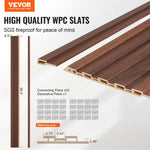 VEVOR Wood Slat Acoustic Panels, 8 PCS 96 x 6 inch, WPC Accent Wooden Wall Panels for Modern Interior Wall, Faux Wood Wall Board Panels for Stylish Decor and Noise Reduction, Dark Teak