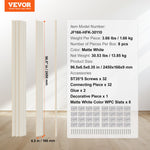 VEVOR Wood Slat Acoustic Panels, 8 PCS 96 x 6 inch, WPC Accent Wooden Wall Panels for Modern Interior Wall, Faux Wood Wall Board Panels for Stylish Decor and Noise Reduction, Matte White