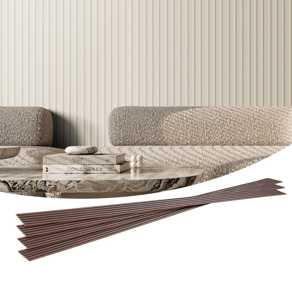 VEVOR Wood Slat Acoustic Panels, 8 PCS 96 x 6 inch, WPC Accent Wooden Wall Panels for Modern Interior Wall, Faux Wood Wall Board Panels for Stylish Decor and Noise Reduction, Matte White