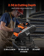 VEVOR Portable Band Saw, 65 x 65 mm Cutting Depth, 360W Bandsaw with Brushless Motor, Cordless and Compact Portaband, Integrated Hang Hooks, 0-192 m/min Variable Speed for Cutting Metal, Wood (Bare Tool)