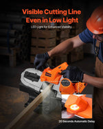 VEVOR Portable Band Saw, 65 x 65 mm Cutting Depth, 360W Bandsaw with Brushless Motor, Cordless and Compact Portaband, Integrated Hang Hooks, 0-192 m/min Variable Speed for Cutting Metal, Wood (Bare Tool)