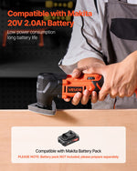 VEVOR Cordless Oscillating Tool, 20V Multitool Oscillating Tool with 6 Variable Speeds 8500 - 17000 OPM, 3.2° Oscillating Angle, 8PCS Saw Accessories & LED Work Light (Battery Pack Not Included)