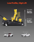 VEVOR Low Profile Floor Jack, 1.5 Ton Capacity, Steel Racing Floor Jack with Single Piston Quick Lift Pump, Storage Case, Hydraulic Trolley Car Lift for Sports Cars, Sedans, Lifting Range 130-310 mm