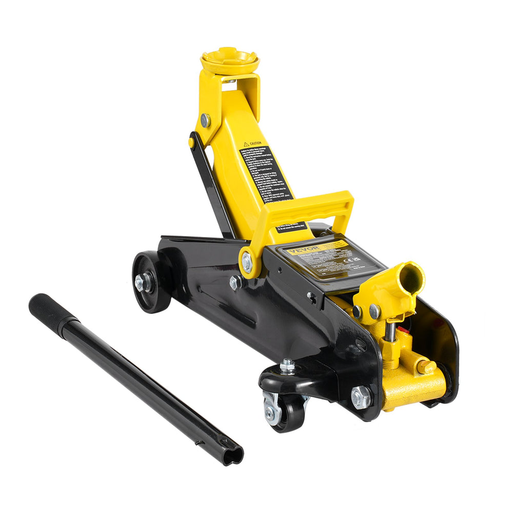 VEVOR Low Profile Floor Jack 2 Ton (4400 lbs), Heavy Duty Iron Hydraulic Racing Floor Jack, Hydraulic Car Jack, Single Piston Quick Lift Pump, 4.9"-13.2" Height Lifting Range (Yellow)