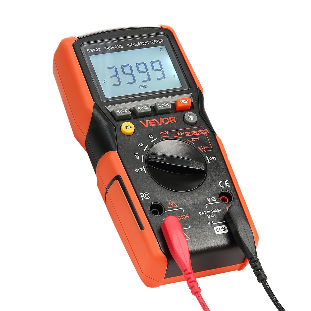 VEVOR Digital Multimeter, 4000-Count TRMS Voltmeter Ohmmeter, 1000V AC/DC Voltage Tester with Switchable Auto/Manual Range for Voltage, Resistance, and Continuity Measurment