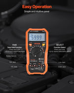 VEVOR Digital Multimeter, 6000-Count TRMS DC/AC Voltmeter Current Tester, Professional NCV Multimeter for Current Voltage Resistance Capacitance Duty-Cycle Tempetature Diodes Continuity Live Wire Test