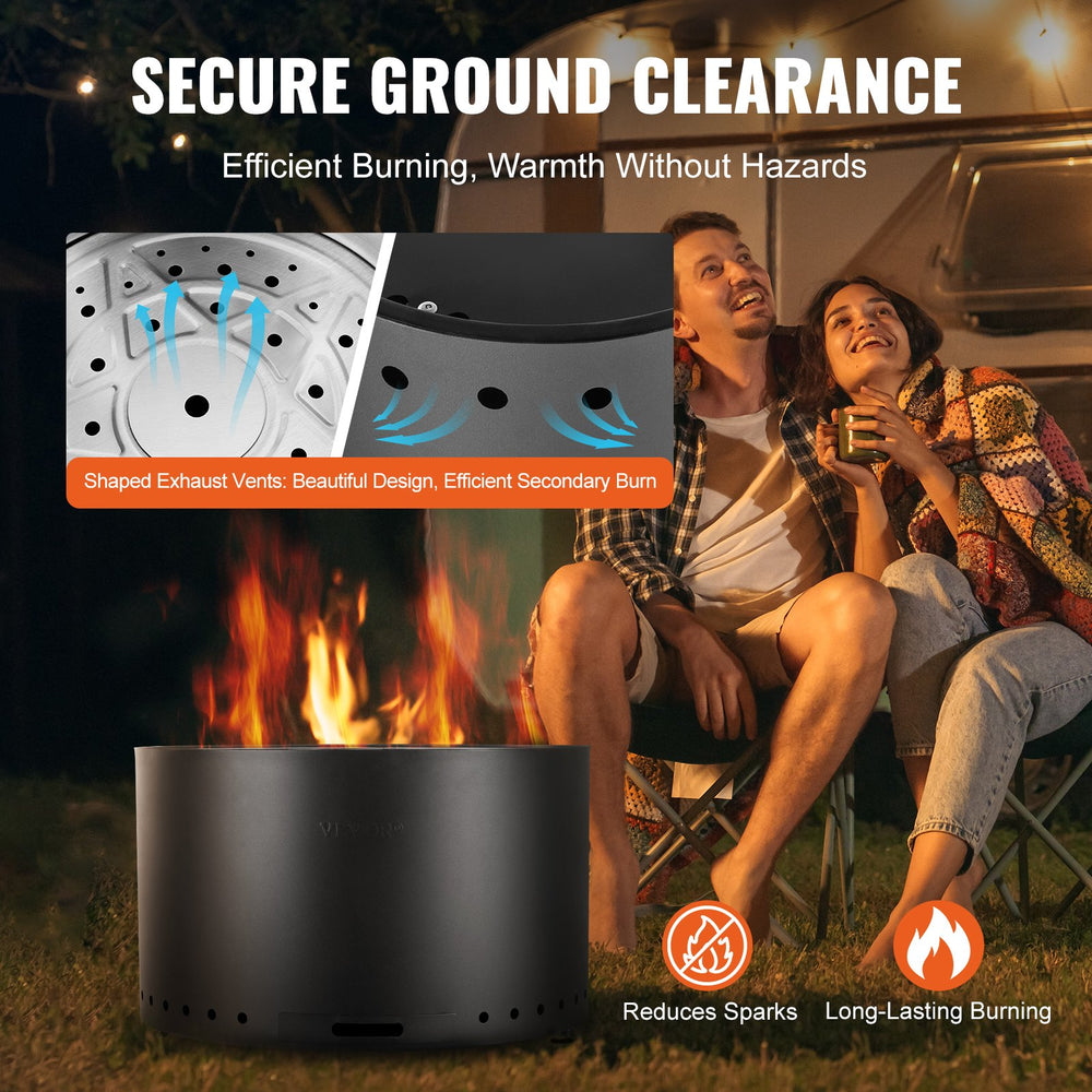 VEVOR Smokeless Fire Pit Stove Bonfire 71.1 cm Dia Wood Burning Stainless Steel