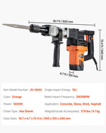 VEVOR Demolition Jack Hammer Concrete Breaker 1400W Electric Hammer 2 Chisel Bit