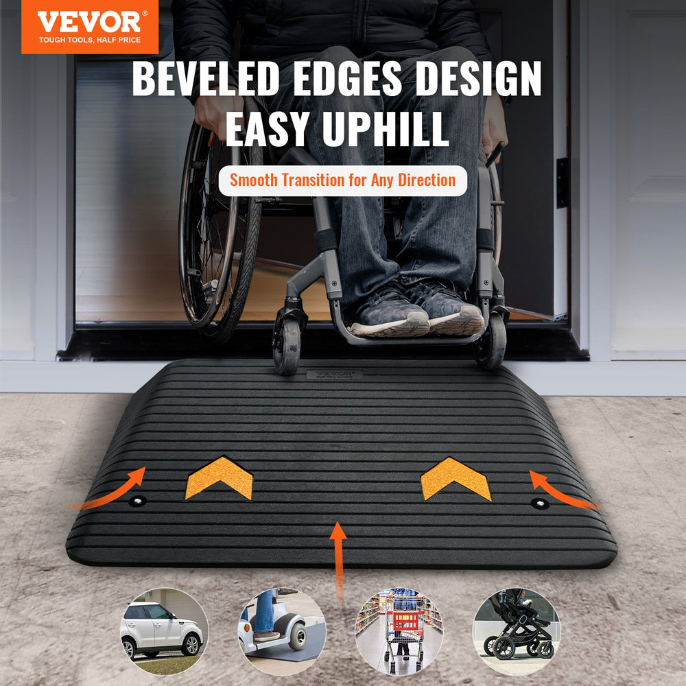 VEVOR Rubber Threshold Ramp Door Ramp 4" Rise 15 tons Load Rubber Curb Ramp