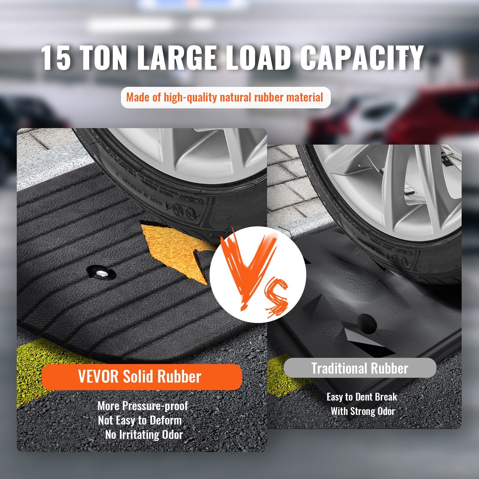 VEVOR Upgraded Rubber Threshold Ramp, 2.5 cm Rise Wheelchair Ramp Doorway, Natural Curb Ramp Rated 15000 kg Load Capacity, Non-Slip Textured Surface Rubber Curb Ramp for Wheelchair and Scooter