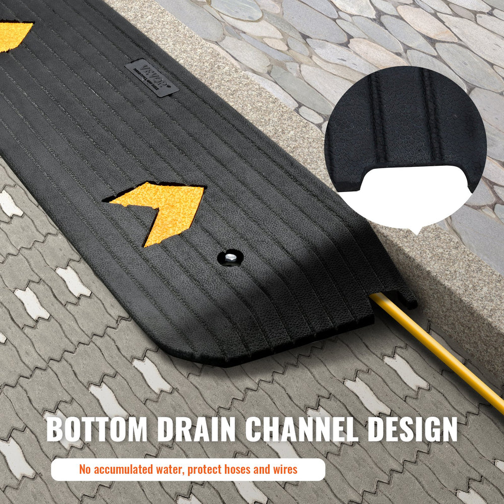 VEVOR Upgraded Rubber Threshold Ramp, 2.5 cm Rise Wheelchair Ramp Doorway, Natural Curb Ramp Rated 15000 kg Load Capacity, Non-Slip Textured Surface Rubber Curb Ramp for Wheelchair and Scooter