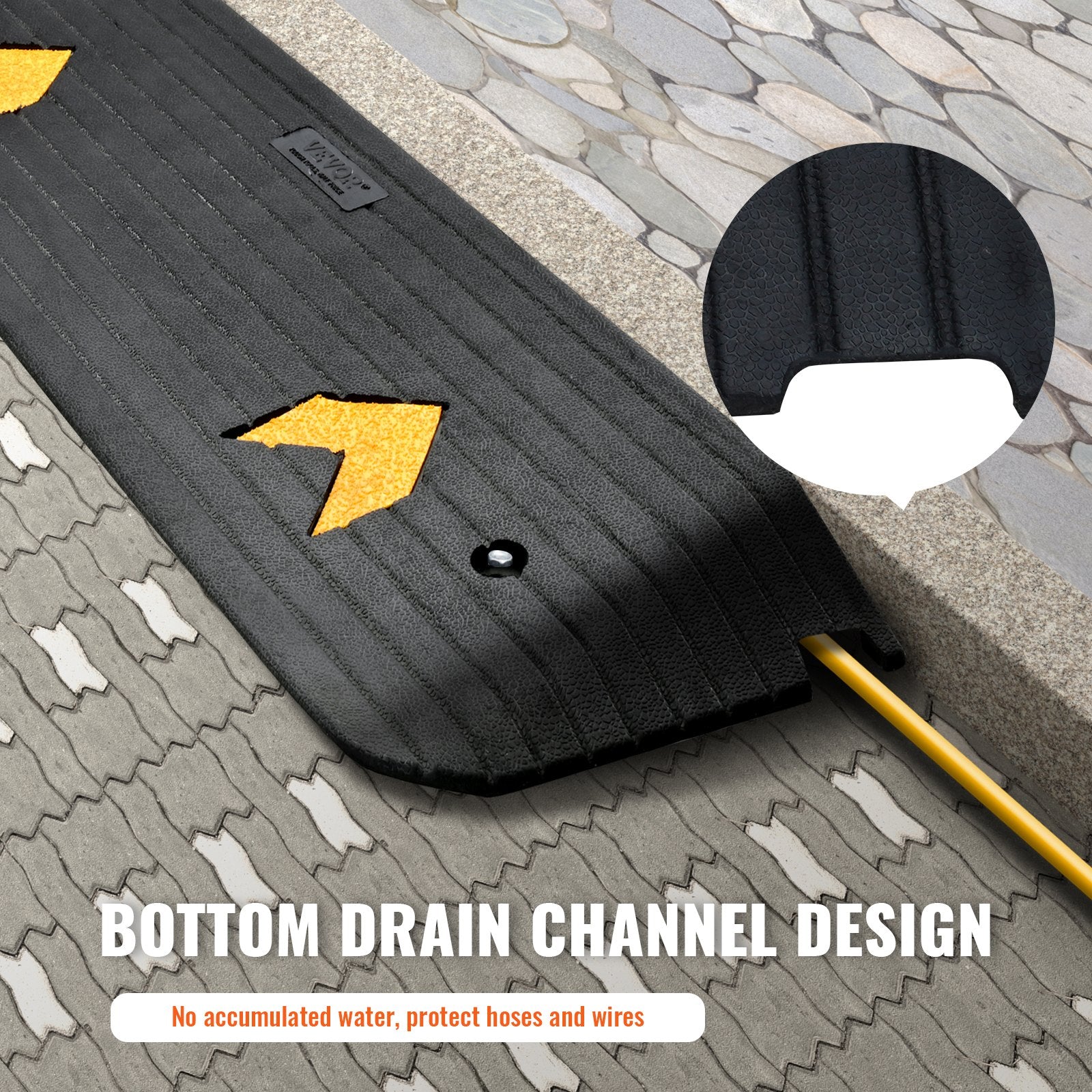 VEVOR Upgraded Rubber Threshold Ramp, 2.5 cm Rise Wheelchair Ramp Doorway, Natural Curb Ramp Rated 15000 kg Load Capacity, Non-Slip Textured Surface Rubber Curb Ramp for Wheelchair and Scooter
