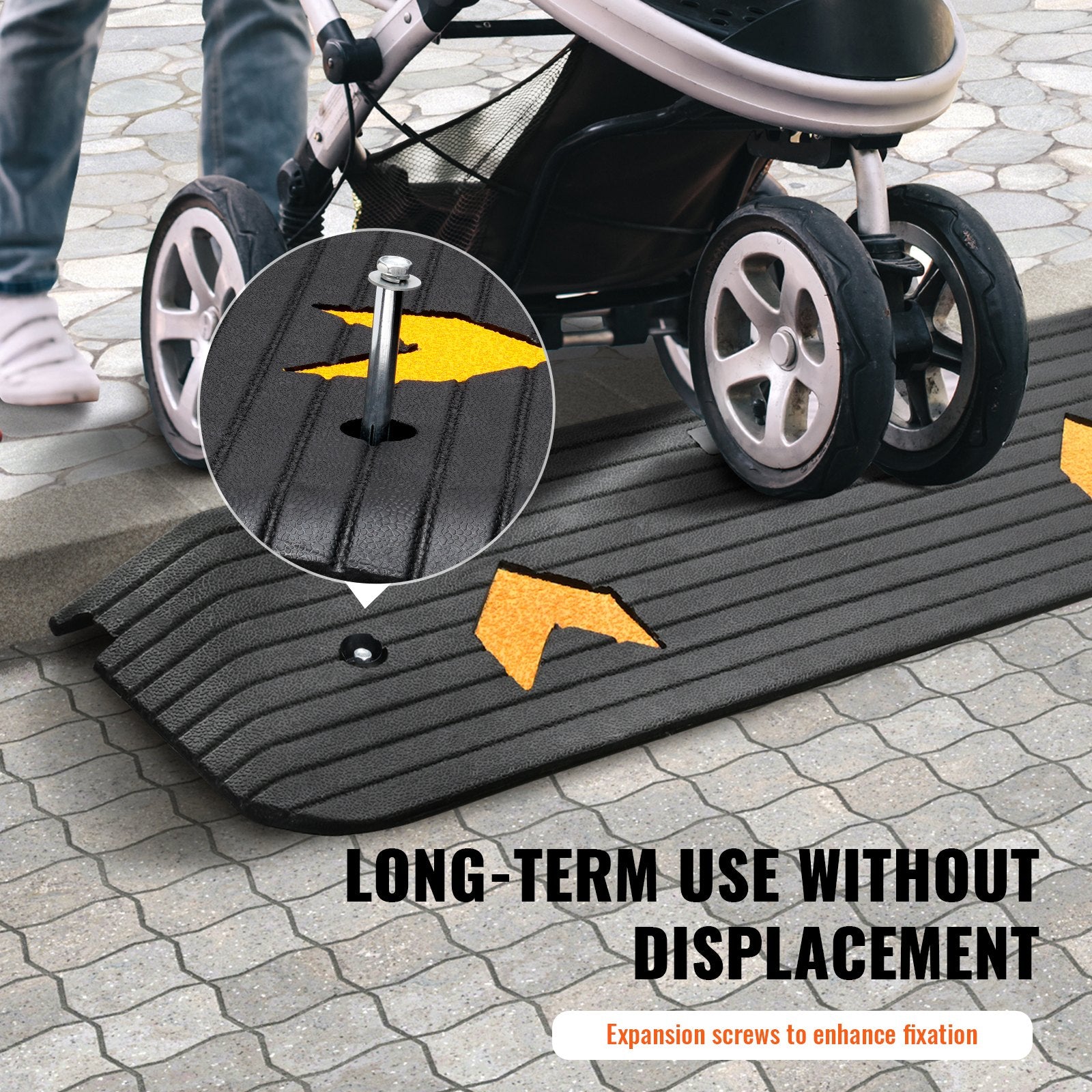 VEVOR Upgraded Rubber Threshold Ramp, 2.5 cm Rise Wheelchair Ramp Doorway, Natural Curb Ramp Rated 15000 kg Load Capacity, Non-Slip Textured Surface Rubber Curb Ramp for Wheelchair and Scooter