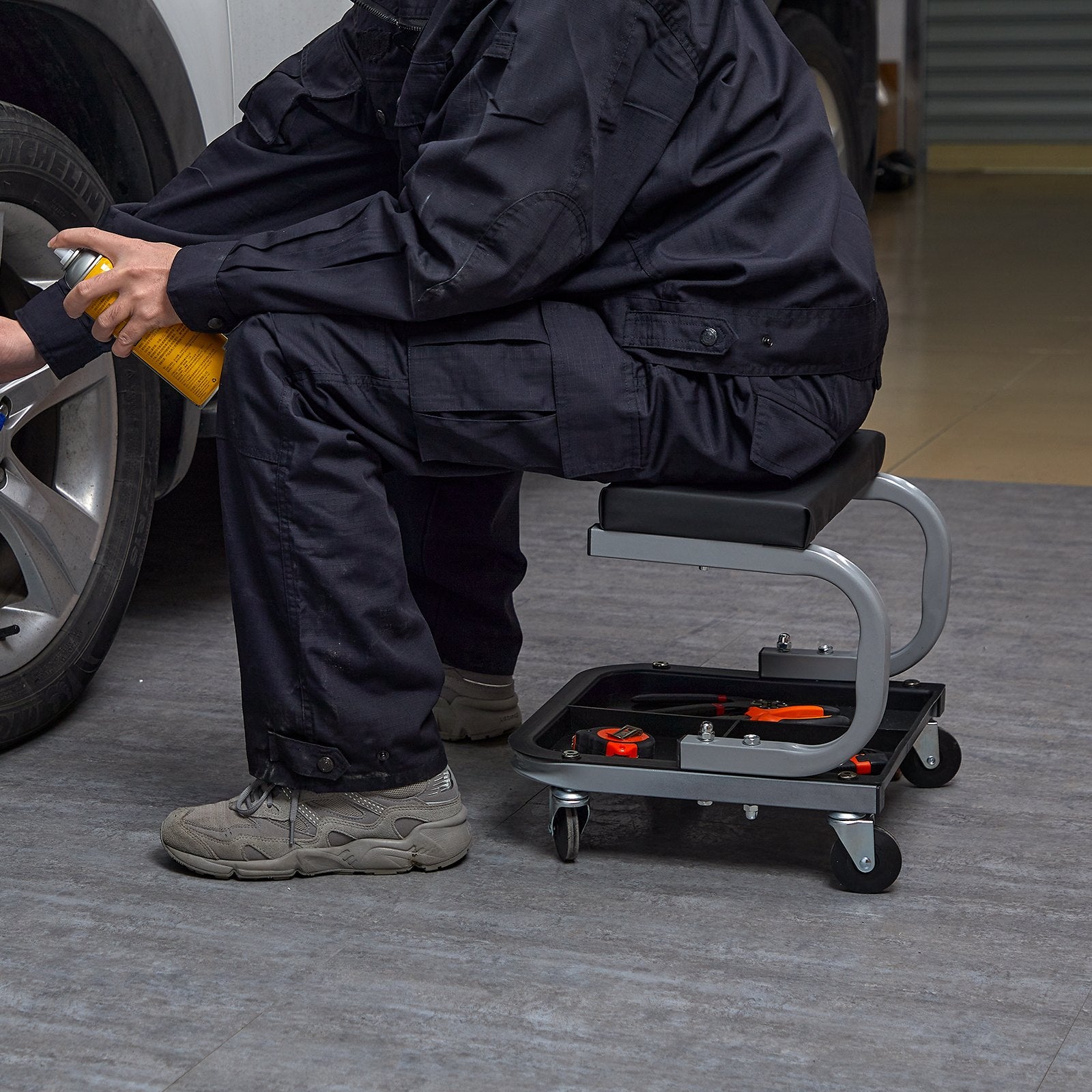 VEVOR Mechanics Garage Stool 250 LBS Mechanic Creeper Seat Under Car Tool Tray