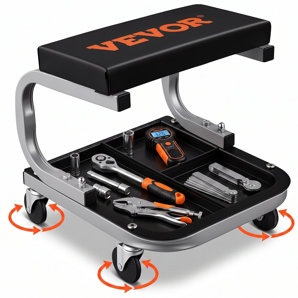 VEVOR Mechanics Garage Stool 250 LBS Mechanic Creeper Seat Under Car Tool Tray