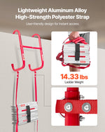 VEVOR Fire Escape Ladder, 3-Story 7.62m Retractable Emergency Fire Ladder, Lightweight Aluminum Alloy Safety Escape Ladders with Sturdy Polyester Strap, Anti-Slip Rung &amp; Wide Steps, 453KG Max Loading