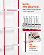 VEVOR Fire Escape Ladder, 3-Story 7.62m Retractable Emergency Fire Ladder, Lightweight Aluminum Alloy Safety Escape Ladders with Sturdy Polyester Strap, Anti-Slip Rung &amp; Wide Steps, 453KG Max Loading