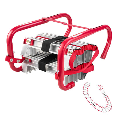 VEVOR Fire Escape Ladder, 3-Story 7.62m Retractable Emergency Fire Ladder, Lightweight Aluminum Alloy Safety Escape Ladders with Sturdy Polyester Strap, Anti-Slip Rung &amp; Wide Steps, 453KG Max Loading