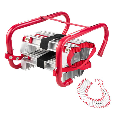 VEVOR Fire Escape Ladder, 5-6 Story 15.24m Retractable Emergency Fire Ladder, Lightweight Aluminum Alloy Safety Escape Ladders with Sturdy Polyester Strap, Anti-Slip & Wide Rungs, 453KG Max Loading