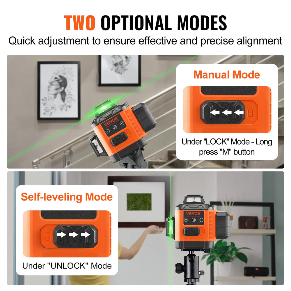 VEVOR Laser Level 3048 cm Green Cross Line Self Leveling High Accuracy Measuring