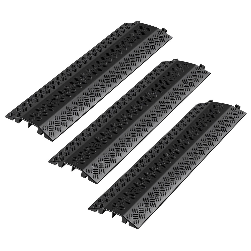 VEVOR Drop Over Cable Cover, 7,938 kg/Axle Load Capacity, 2 Channel Heavy Duty Floor Cord Cover, Cable Hose Protector Ramp, for Indoor, High Walking Traffic Areas, Home, Office, Warehouse, 3 Pack