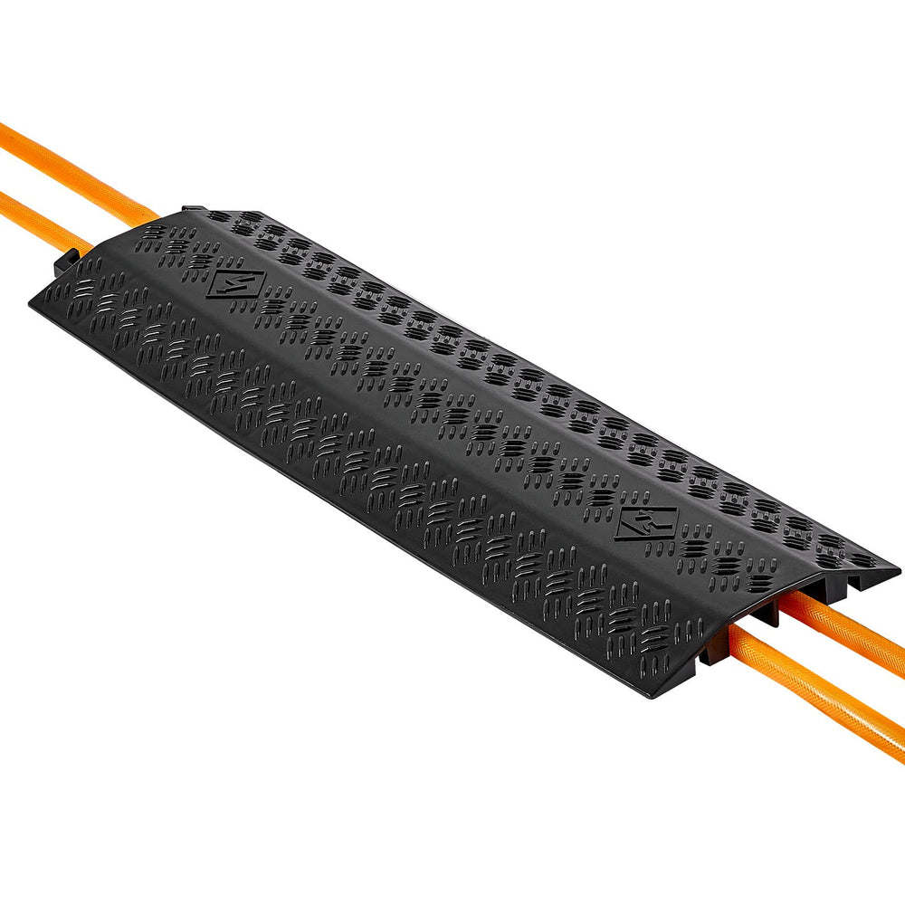 VEVOR Drop Over Cable Cover, 7,938 kg/Axle Load Capacity, 2 Channel Heavy Duty Floor Cord Cover, Cable Hose Protector Ramp, for Indoor, High Walking Traffic Areas, Home, Office, Warehouse, 3 Pack