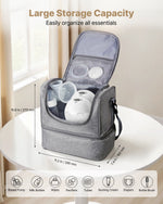 VEVOR Breast Pump Bag, Breast Feeding Bag with Ice Pack, Fits for S1/S2, Pumping Accessories & Breastmilk Storage, Portable Pump Carrying Case for Work, Travel and Family Use, Grey