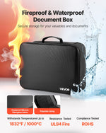 VEVOR Fireproof Document Box, 1000 ℃ Heat Insulated Fireproof & Waterproof Box with Lock, Portable Multi-Layer Home Office Travel File Storage Organizer, for Passports, Important Documents, Files