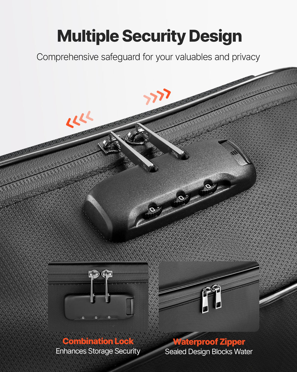 VEVOR Fireproof Document Box, 1000 ℃ Heat Insulated Fireproof & Waterproof Box with Lock, Portable Multi-Layer Home Office Travel File Storage Organizer, for Passports, Important Documents, Files