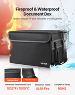 VEVOR Fireproof Document Box, 1000 ℃ Heat Insulated Fireproof & Waterproof Box, Space-Saving and Foldable Design, Portable Home Office Travel File Organizer, for Passports, Important Documents, Files