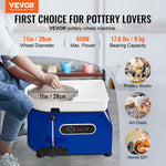 VEVOR Pottery Wheel 27.9 cm Ceramic Wheel Foot Pedal Sculpting Tools Apron 450W