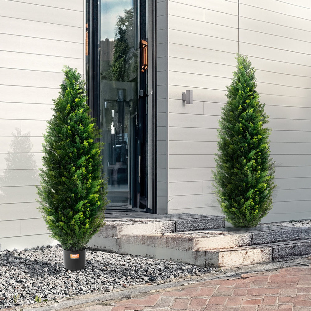 VEVOR 2 Pack 121.9 cm Artificial Cedar Topiary Tree Faux Plant UV Decor In/Outdoor