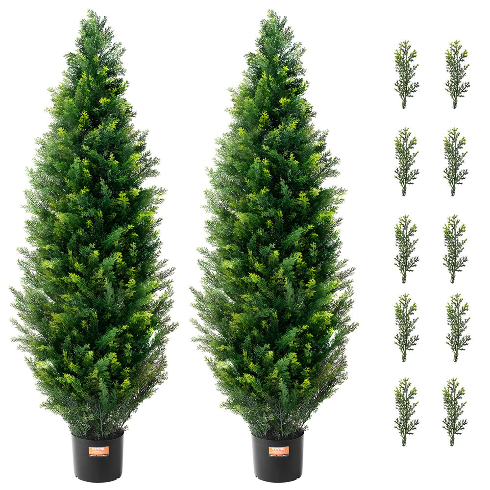 VEVOR 2 Pack 121.9 cm Artificial Cedar Topiary Tree Faux Plant UV Decor In/Outdoor