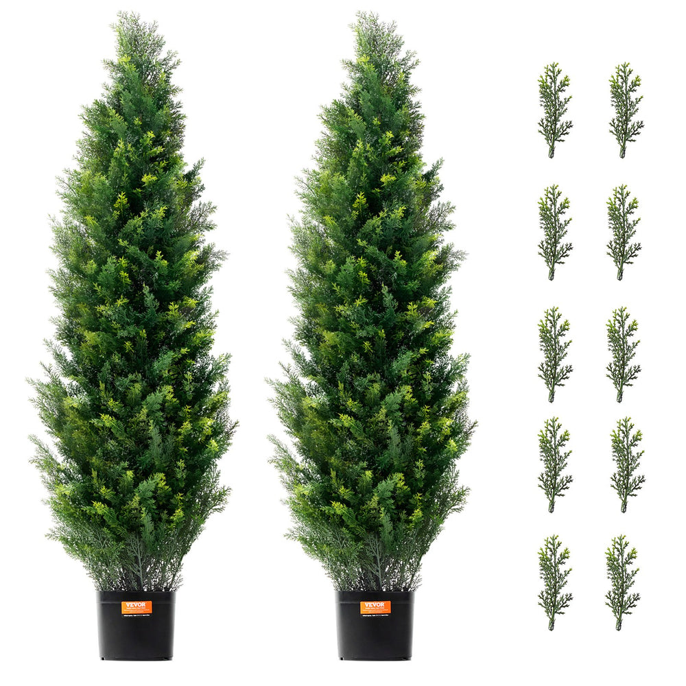VEVOR 2 Pack 121.9 cm Artificial Cedar Topiary Tree Faux Plant UV Decor In/Outdoor