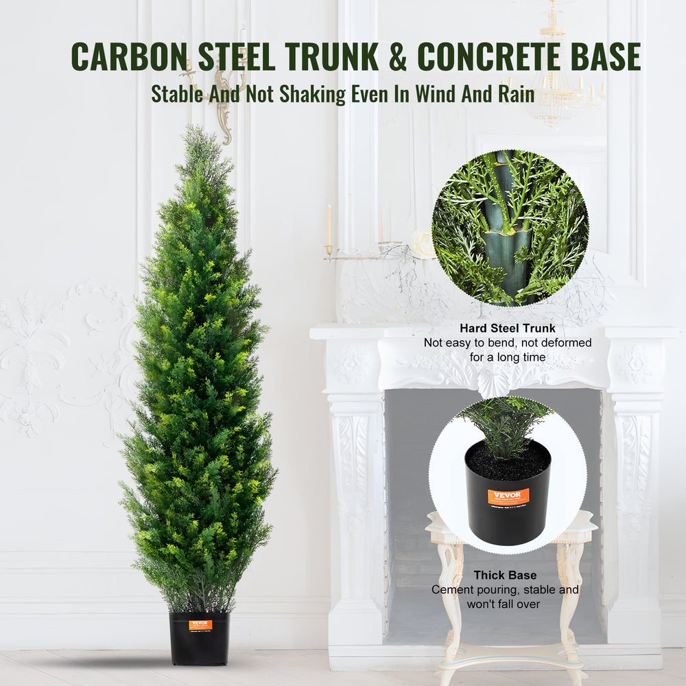VEVOR 2 Pack 152.4 cm Artificial Cedar Topiary Tree Faux Plant UV Decor In/Outdoor