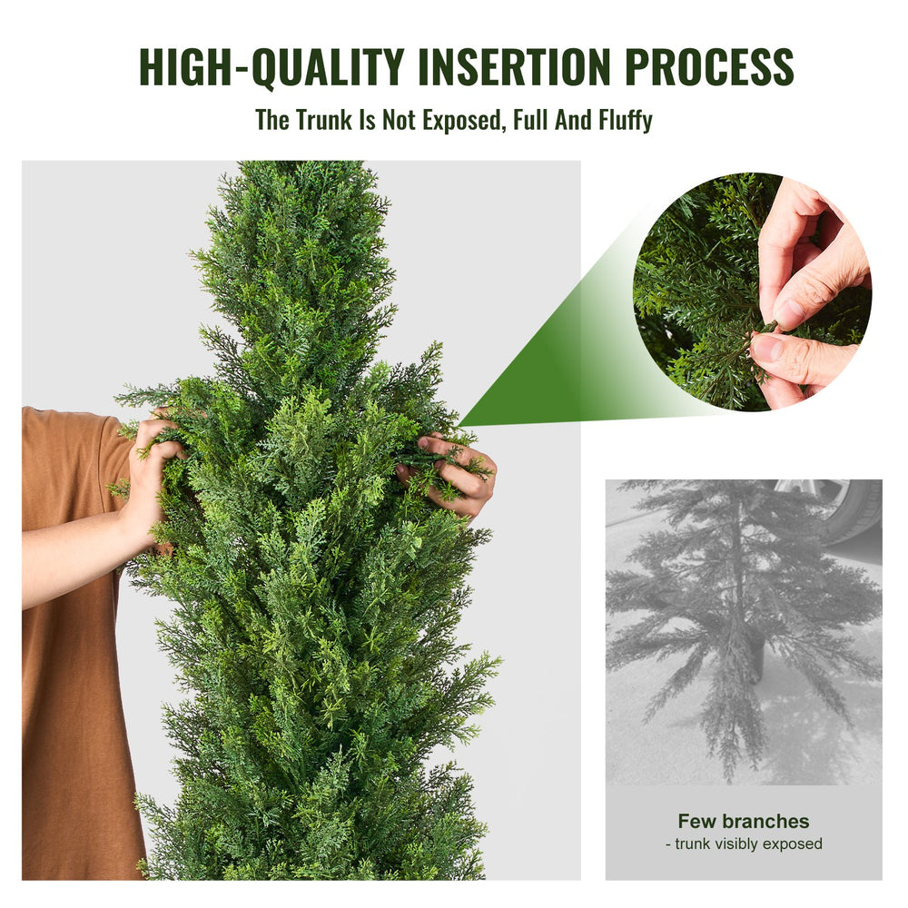 VEVOR 2 Pack 152.4 cm Artificial Cedar Topiary Tree Faux Plant UV Decor In/Outdoor