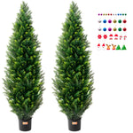 VEVOR 2 Pack 152.4 cm Artificial Cedar Topiary Tree Faux Plant UV Decor In/Outdoor