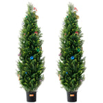 VEVOR 2 Pack 152.4 cm Artificial Cedar Topiary Tree Faux Plant UV Decor In/Outdoor