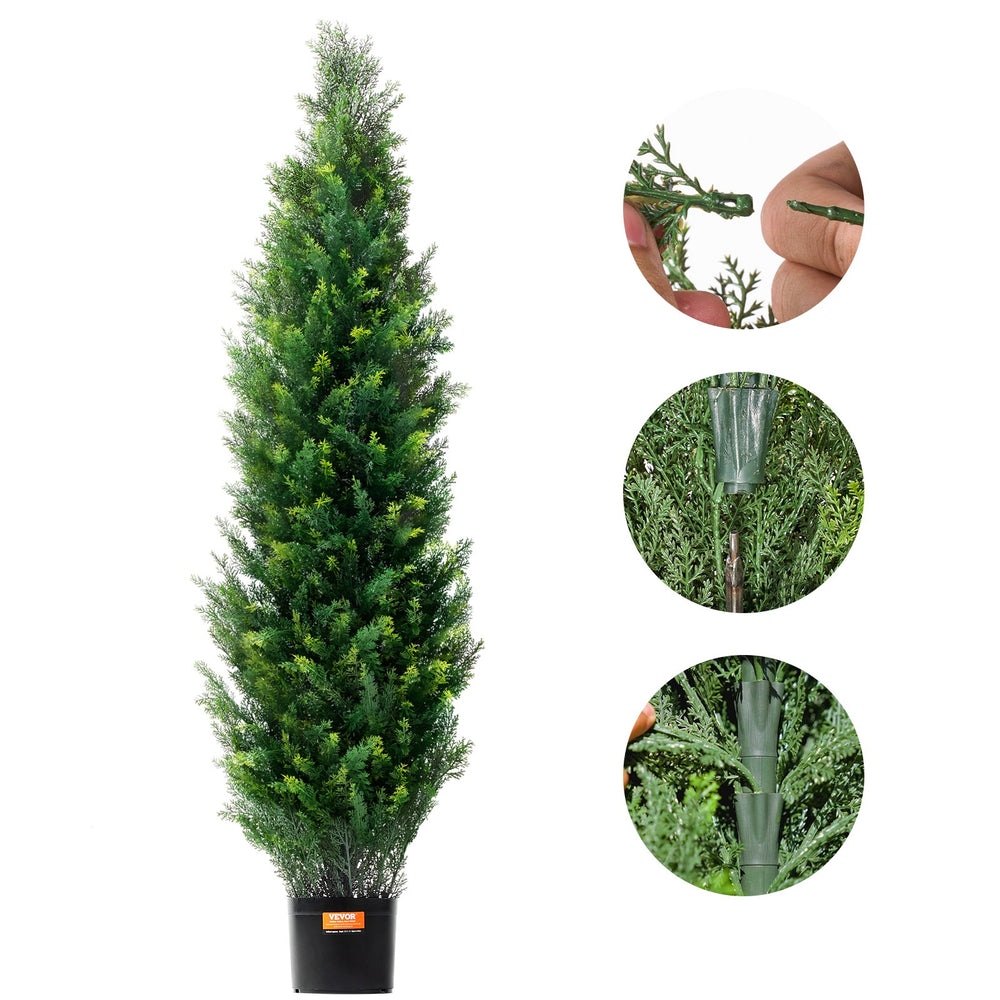 VEVOR 2 Pack 152.4 cm Artificial Cedar Topiary Tree Faux Plant UV Decor In/Outdoor