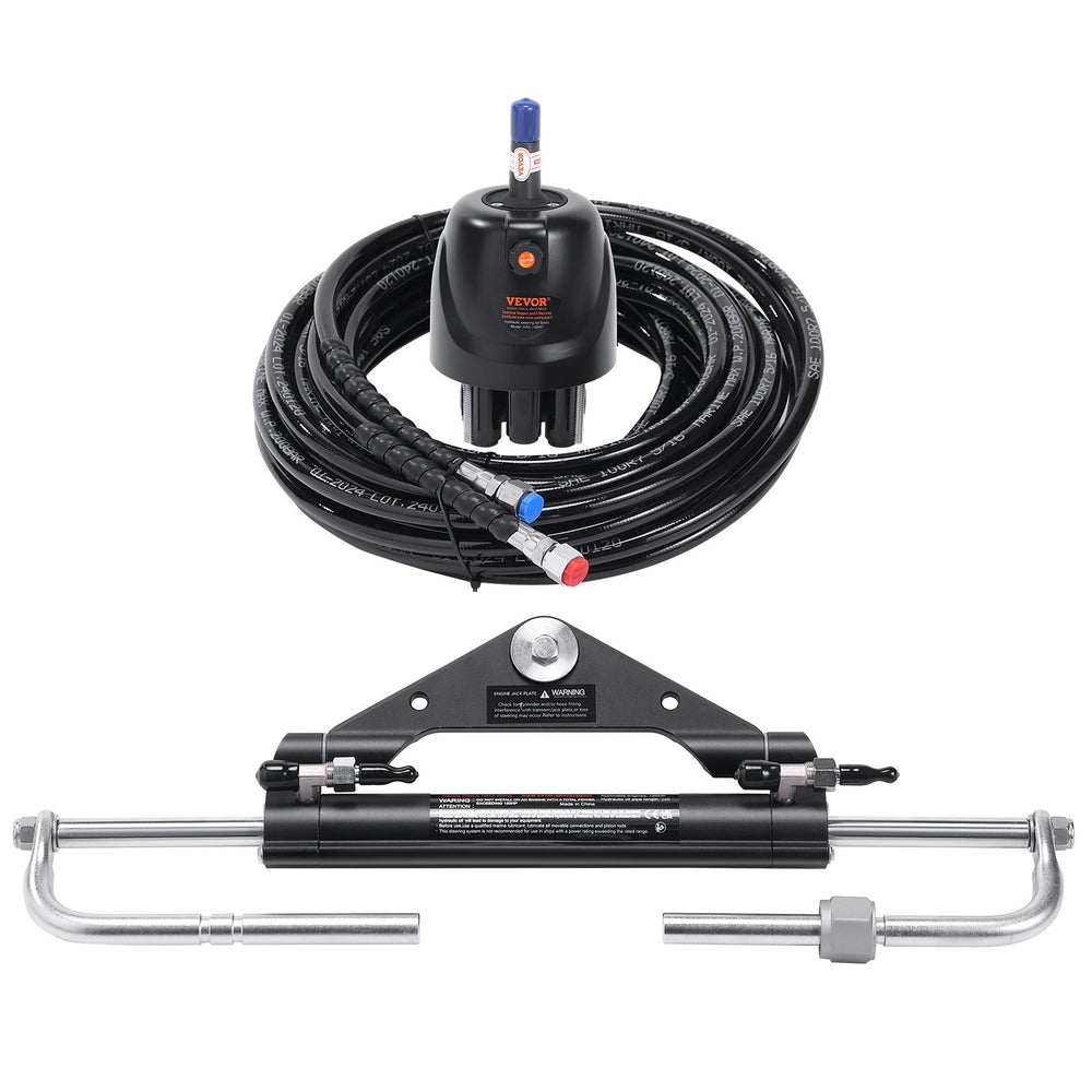 VEVOR Hydraulic Outboard Steering Kit, 150HP, Marine Boat Hydraulic Steering System, with Helm Pump Two-Way Lock Cylinder and 731.5 cm Hydraulic Steering Hose, for Single Station Single-Engine Boats