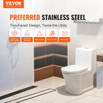 VEVOR 610mm Linear Shower Drain Offset with Tile Insert Cover,Brushed 304 Stainless Steel Rectangle Shower Floor Drain, Sleek Linear Drain with Hair Strainer, Black